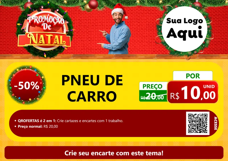 Modelo de Cartaz para Cartaz A4 Horizontal com o tema Promoção de Natal para Auto peças