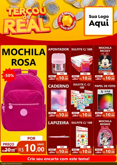 Modelo de Encarte para Encarte A4 Vertical com o tema Terçou do Real para Papelaria