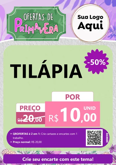 Modelo de Cartaz para Cartaz A4 Vertical com o tema Ofertas de Primavera para Peixaria