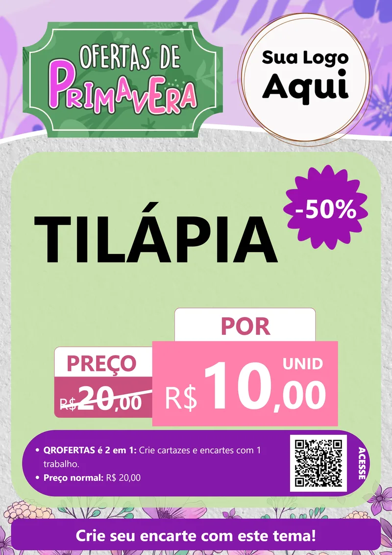 Modelo de Cartaz para Cartaz A4 Vertical com o tema Ofertas de Primavera para Peixaria