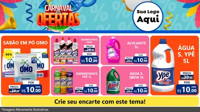 Modelo de TV para TV Horizontal com o tema Carnaval de Ofertas para Produtos de Limpeza