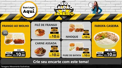 Modelo de TV para TV Horizontal com o tema Mega Saldão de Janeiro para Restaurante