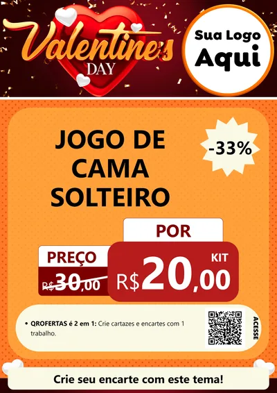 Modelo de Cartaz para Cartaz A4 Vertical com o tema Valentine's Day para Cama, Mesa e Banho