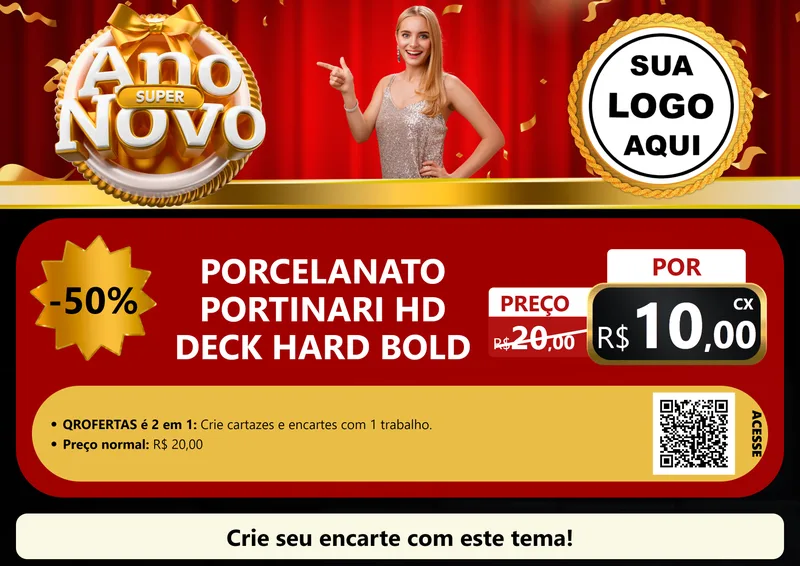 Modelo de Cartaz para Cartaz A4 Horizontal com o tema Super Ano Novo para Pisos e revestimentos