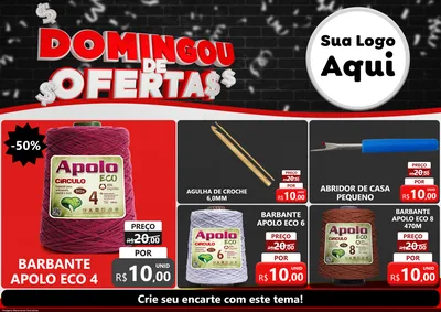 Modelo de Encarte para Encarte A4 Horizontal com o tema Domingou de Ofertas para Armarinho e Aviamentos
