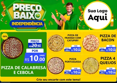 Modelo de Encarte para Encarte A4 Horizontal com o tema Preço Baixo de Independência para Pizzaria