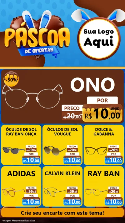 Modelo de Rede Social para Stories com o tema Páscoa de Ofertas para Óticas