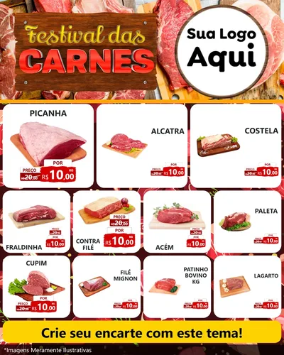 Modelo de Rede Social para Feed Instagram com o tema Festival das Carnes para Açougue