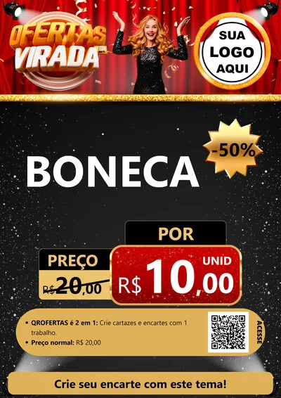 Modelo de Cartaz para Cartaz A4 Vertical com o tema Ofertas da Virada para Brinquedos