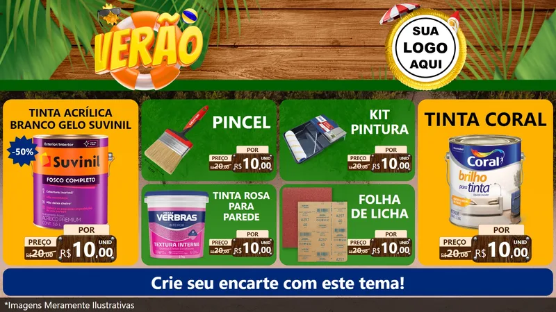 Modelo de TV para TV Horizontal com o tema Verão para Tintas e Ferramentas