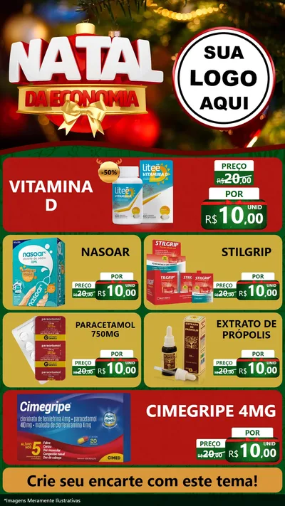 Modelo de TV para TV Vertical com o tema Natal da Economia para Farmácia