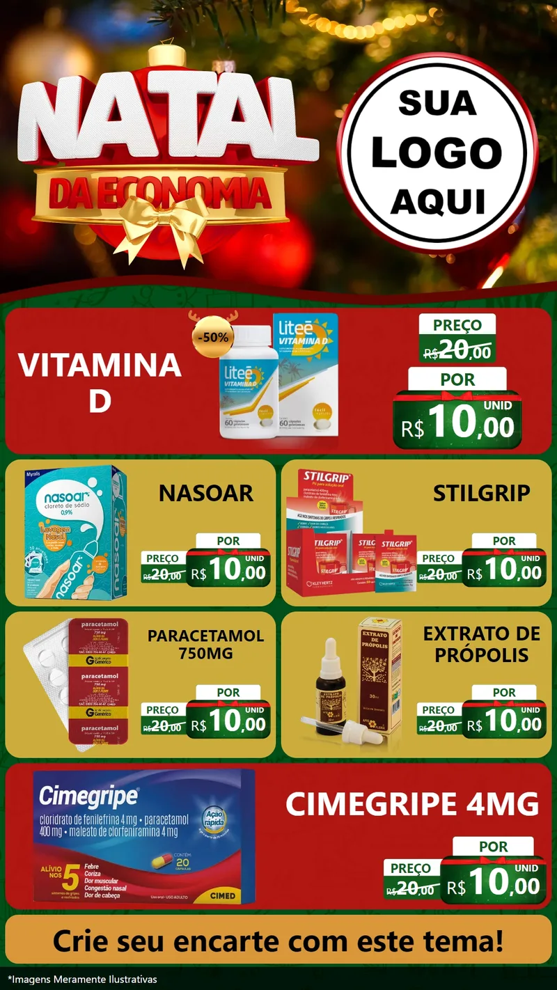 Modelo de TV para TV Vertical com o tema Natal da Economia para Farmácia