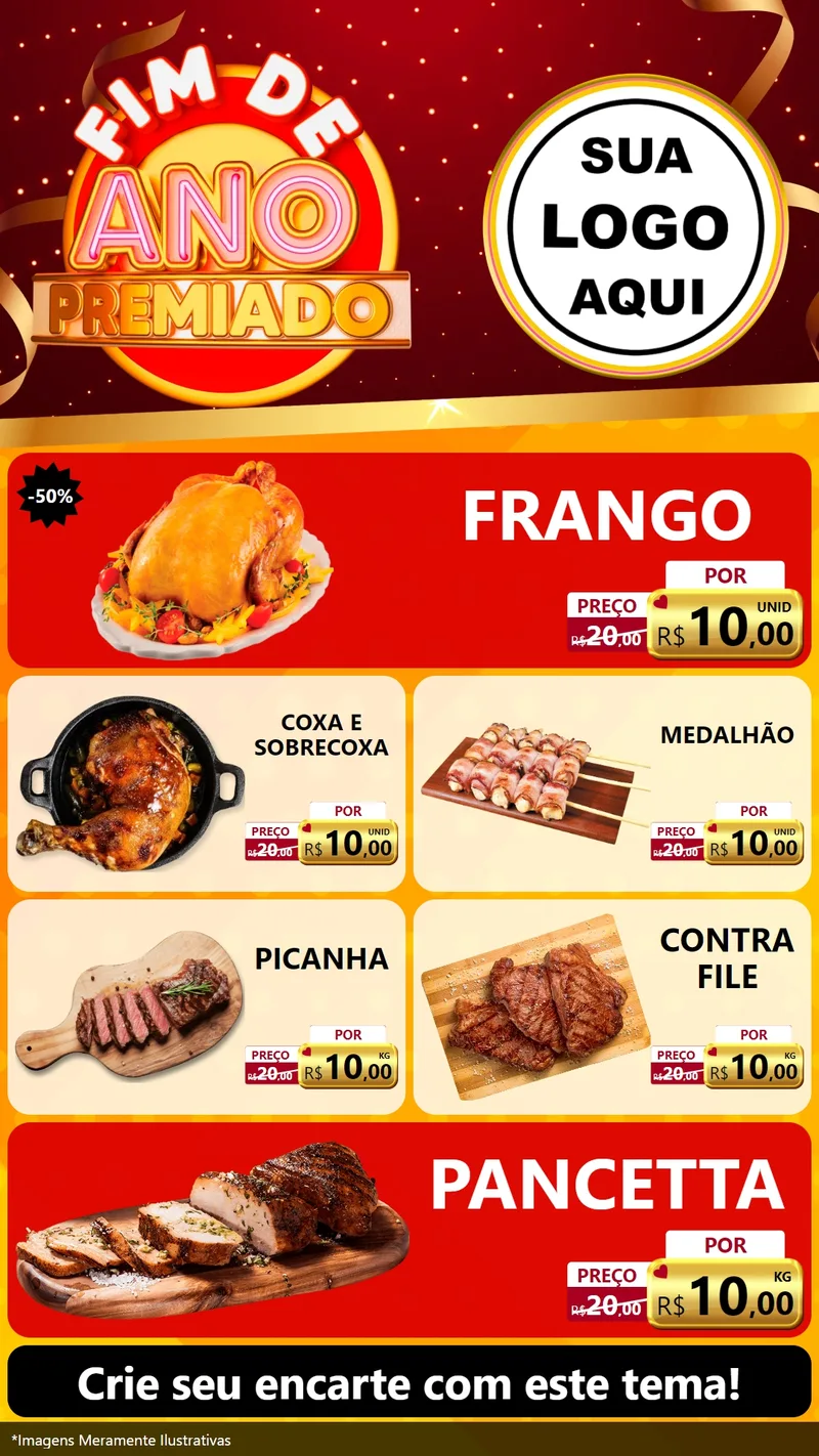 Modelo de TV para TV Vertical com o tema Fim de Ano Premiado para Assados