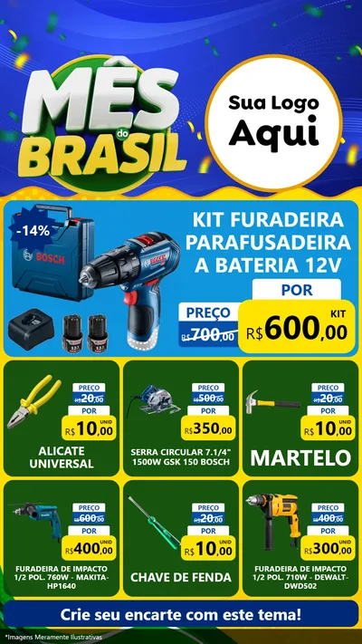 Modelo de Rede Social para Stories com o tema Mês do Brasil para Maquinas e Ferramentas