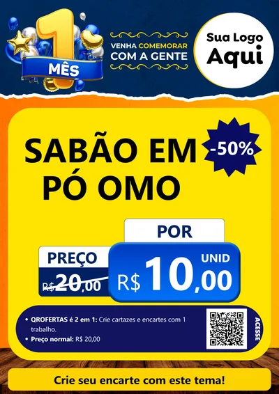 Modelo de Cartaz para Cartaz A4 Vertical com o tema Um Mês de Aniversário para Produtos de Limpeza