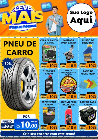 Modelo de Encarte para Encarte A4 Vertical com o tema Leve Mais, Pague Menos para Auto peças