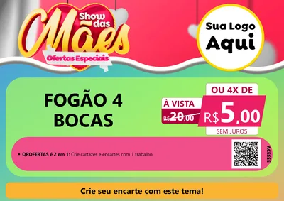 Modelo de Cartaz para Cartaz A4 Horizontal com o tema Show das Mães - Ofertas Especiais para Móveis e Eletro