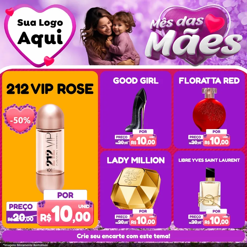 Modelo de Rede Social para Feed Facebook com o tema Mês das Mães para Perfumes