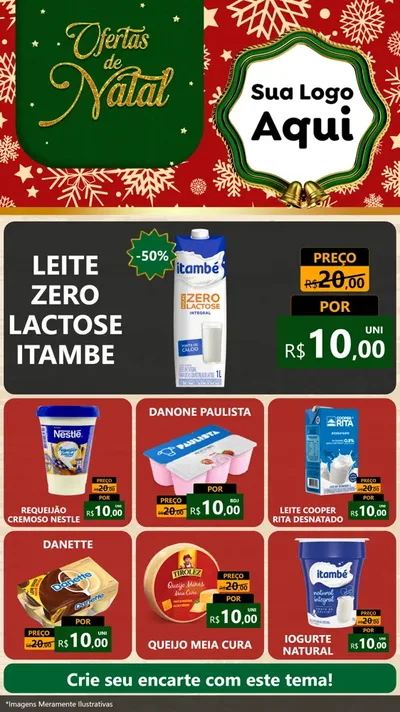 Modelo de Rede Social para Stories com o tema Natal de Ofertas para Frios e Laticínios