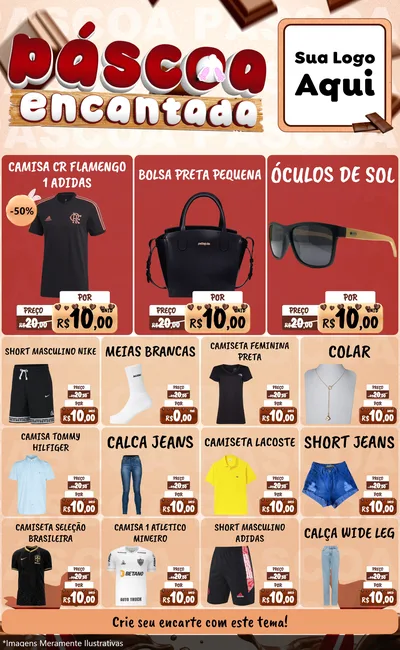 Modelo de Encarte para Encarte Grande com o tema Páscoa Encantada para Roupas e acessórios
