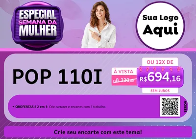 Modelo de Cartaz para Cartaz A4 Horizontal com o tema Especial Semana da Mulher para Concessionaria de Motos