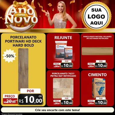 Modelo de Rede Social para Feed Facebook com o tema Super Ano Novo para Pisos e revestimentos
