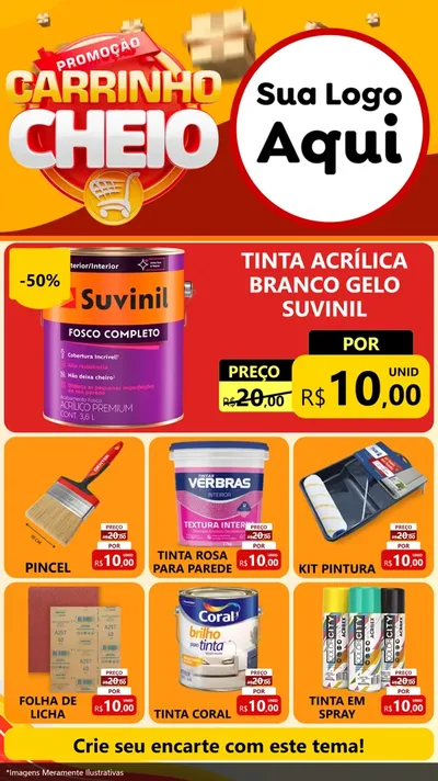 Modelo de Rede Social para Stories com o tema Promoção carrinho cheio para Tintas e Ferramentas