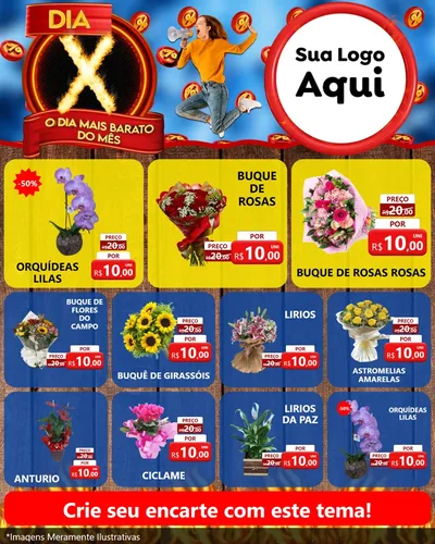 Modelo de Rede Social para Feed Instagram com o tema Dia X - O Dia Mais Barato Do Mês para Floricultura e jardim