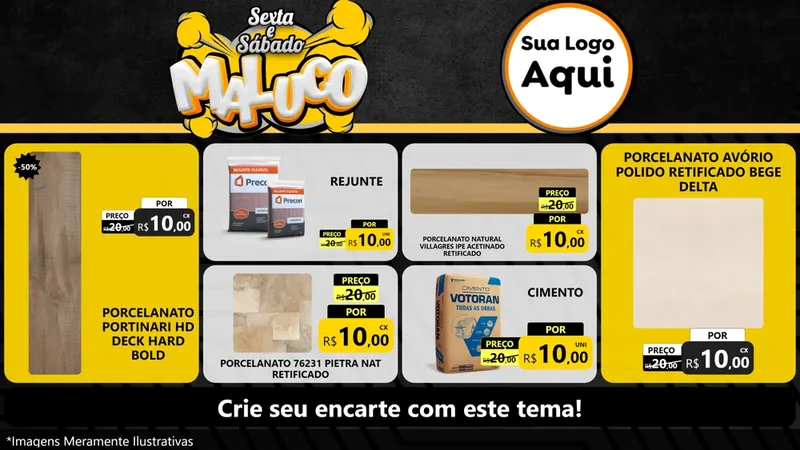 Modelo de TV para TV Horizontal com o tema Sexta e Sábado Maluco para Pisos e revestimentos