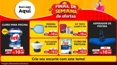 Modelo de TV para TV Horizontal com o tema Final de Semana de Ofertas para Produtos para Piscina