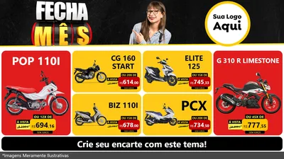 Modelo de TV para TV Horizontal com o tema Fecha Mês para Concessionaria de Motos