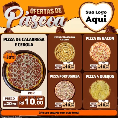 Modelo de Rede Social para Feed Facebook com o tema Ofertas de Páscoa para Pizzaria