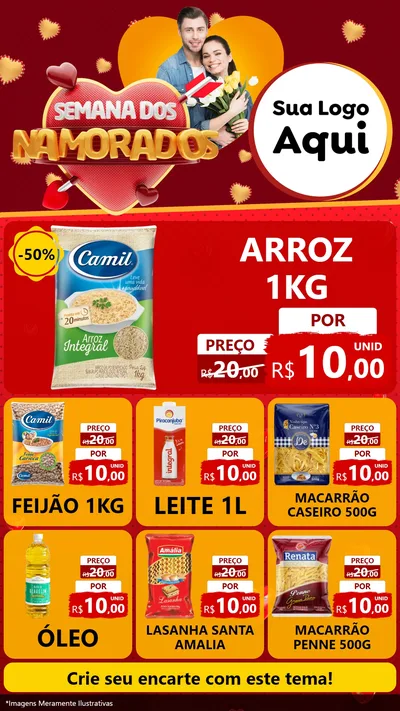 Modelo de Rede Social para Stories com o tema Semana dos Namorados para Supermercado