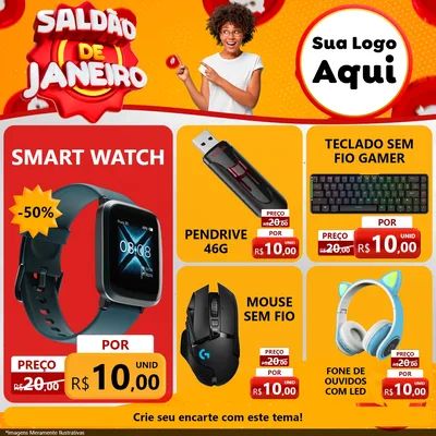 Modelo de Rede Social para Feed Facebook com o tema Saldão de Janeiro para Informática
