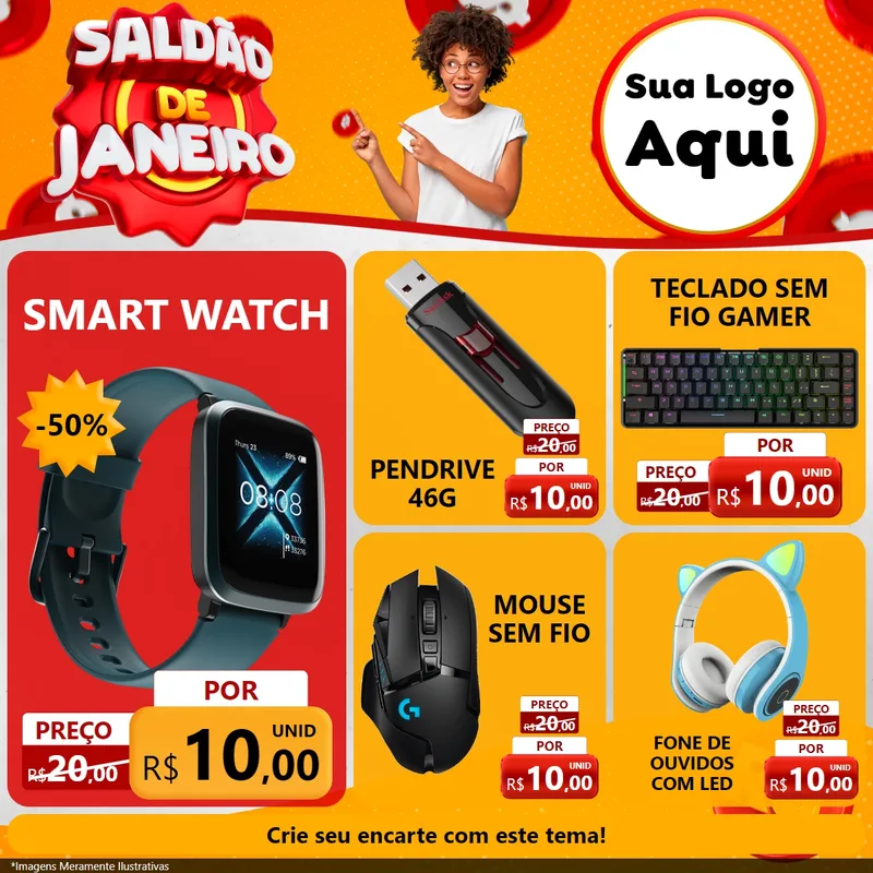 Modelo de Rede Social para Feed Facebook com o tema Saldão de Janeiro para Informática