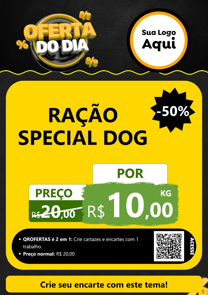 Modelo de Cartaz para Cartaz A4 Vertical com o tema Oferta Do Dia para Pet Shop
