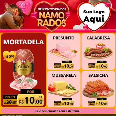 Modelo de Rede Social para Feed Facebook com o tema Descontos Dia dos Namorados para Frios e Laticínios