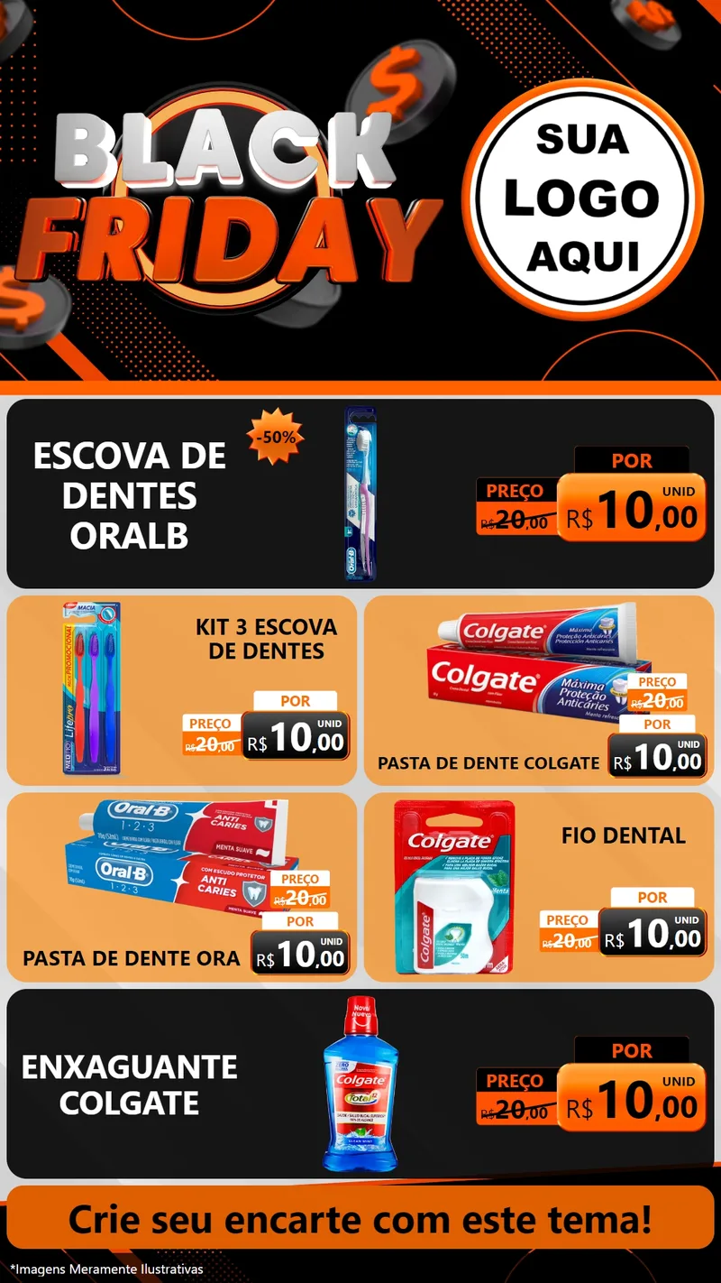 Modelo de TV para TV Vertical com o tema Black Friday para Higiene Pessoal