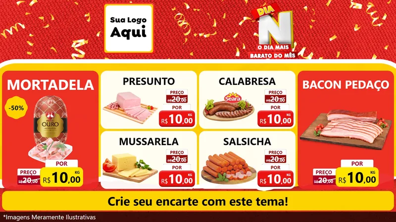 Modelo de TV para TV Horizontal com o tema Dia N o Dia Mais Barato do Mês para Frios e Laticínios