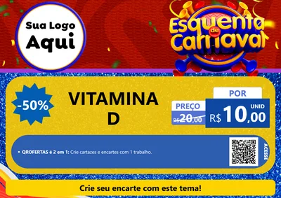 Modelo de Cartaz para Cartaz A4 Horizontal com o tema Esquenta de Carnaval para Farmácia