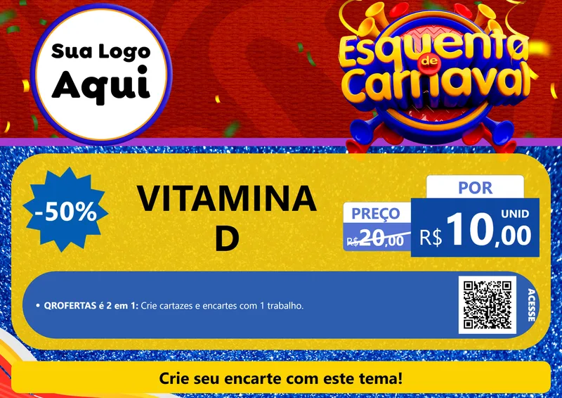 Modelo de Cartaz para Cartaz A4 Horizontal com o tema Esquenta de Carnaval para Farmácia