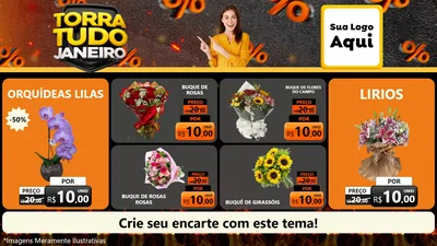 Modelo de TV para TV Horizontal com o tema Torra Tudo Janeiro para Floricultura e jardim