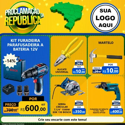 Modelo de Rede Social para Feed Facebook com o tema Proclamação da República para Maquinas e Ferramentas