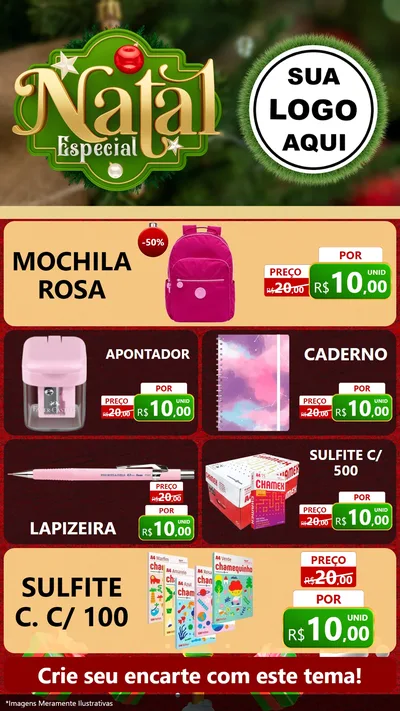 Modelo de TV para TV Vertical com o tema Natal Especial para Papelaria