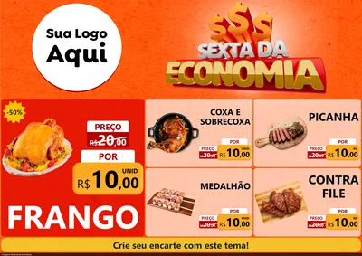 Modelo de Encarte para Encarte A4 Horizontal com o tema Sexta da Economia para Assados