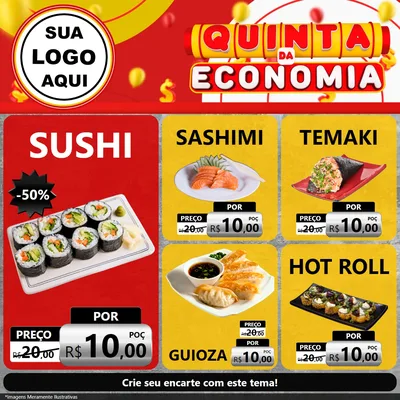 Modelo de Rede Social para Feed Facebook com o tema Quinta da Economia para Comida japonesa