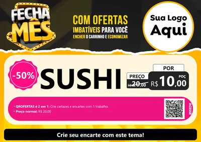 Modelo de Cartaz para Cartaz A4 Horizontal com o tema Fecha Mês para Comida japonesa