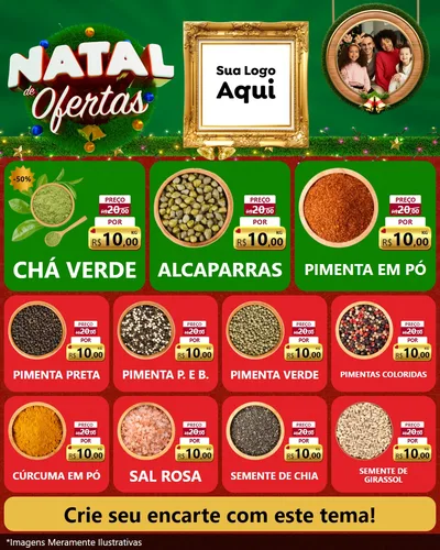 Modelo de Rede Social para Feed Instagram com o tema Natal de Ofertas para Produtos Naturais