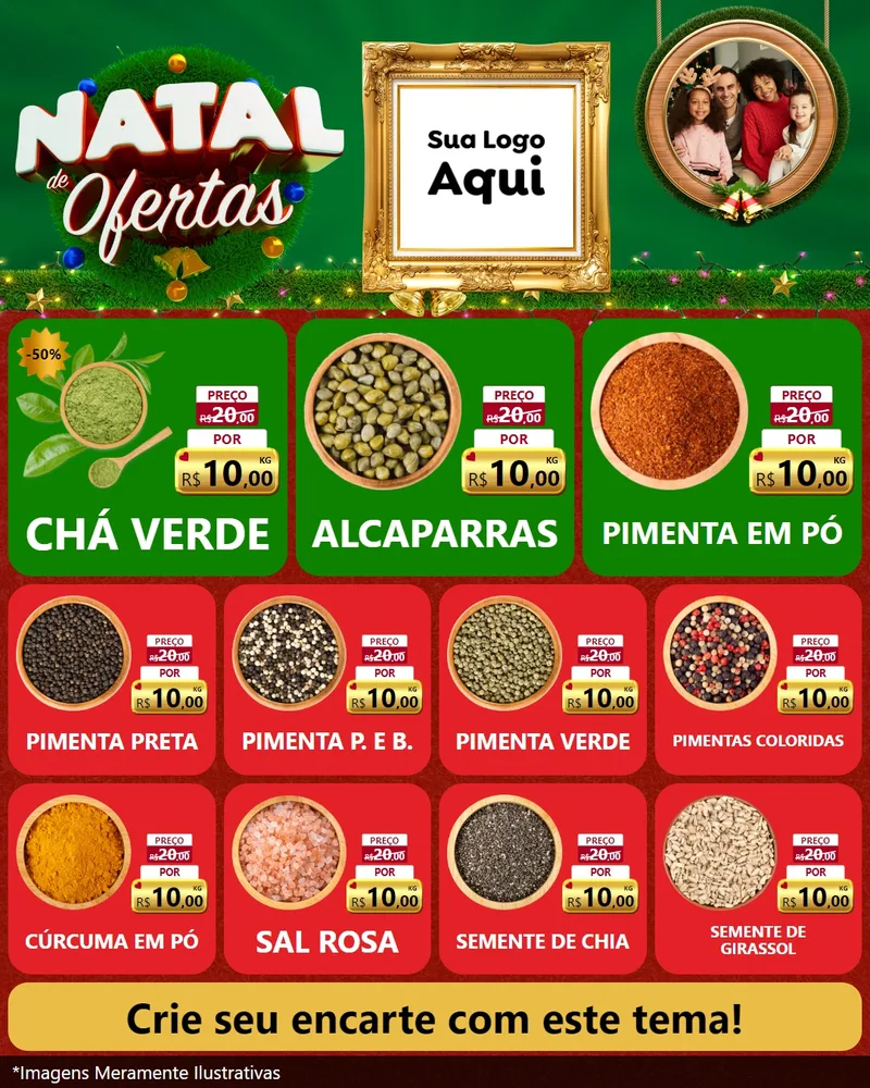 Modelo de Rede Social para Feed Instagram com o tema Natal de Ofertas para Produtos Naturais