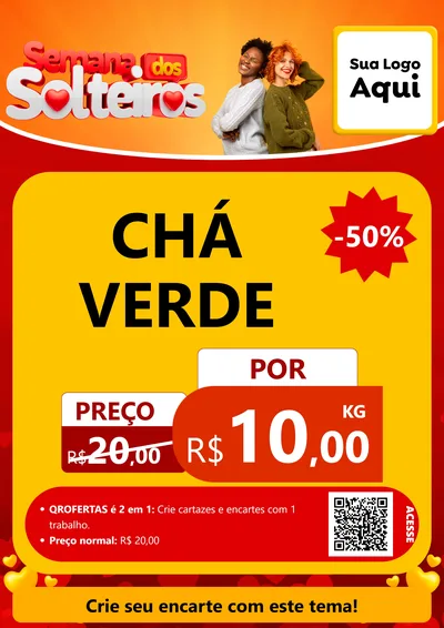 Modelo de Cartaz para Cartaz A4 Vertical com o tema Semana dos Solteiros para Produtos Naturais